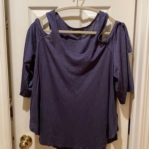 Express cold shoulder top in medium blue